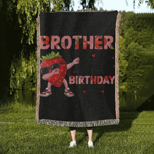 Brother of the Berry Sweet One Strawberry Woven Blankets