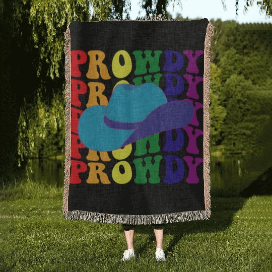 Prowdy Gay Lesbian Howdy Cowboy LGBTQ Pride Groovy Woven Blankets