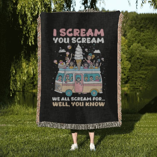 Ice Cream Lover We All Scream for… Well, You Know Woven Blankets