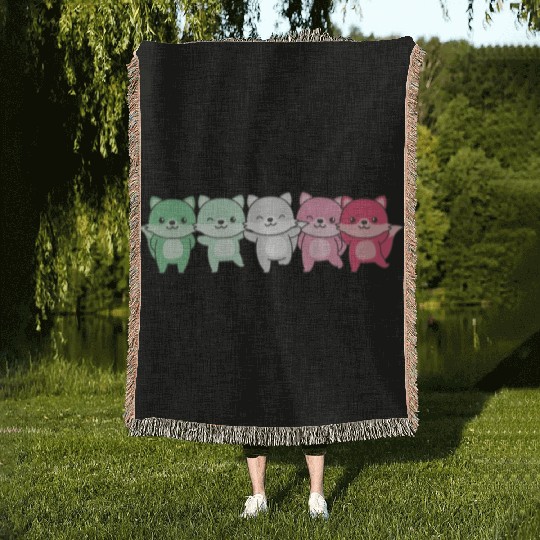 Abrosexual Flag Pride Lgbtq Cute Fox Woven Blankets