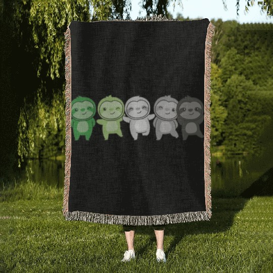 Aromantik Flag Pride Lgbtq Cute Sloth Woven Blankets