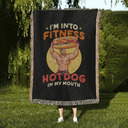 Hot Dog Fitness Hotdog In My Mouth Woven Blankets