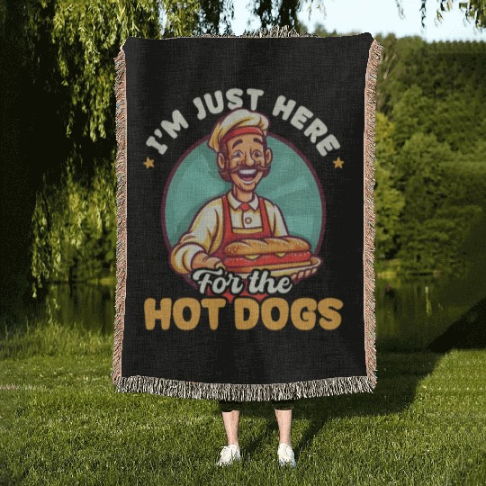 Hot Dog Here For The Hot Dogs Woven Blankets