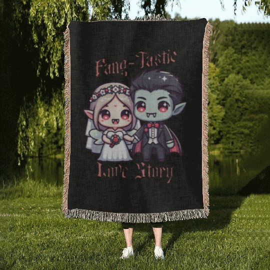 Vampire Bride and Groom Love Story Woven Blankets