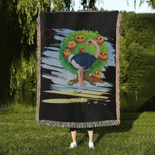 Unique Creative Cute O Alphabet Owl Oak Ostrich Woven Blankets