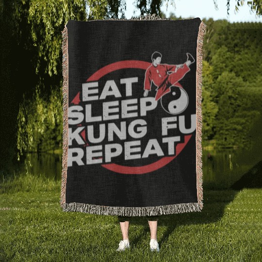 Kung Fu Chinese Kung Fu Asian Kung Fu Self defense Woven Blankets