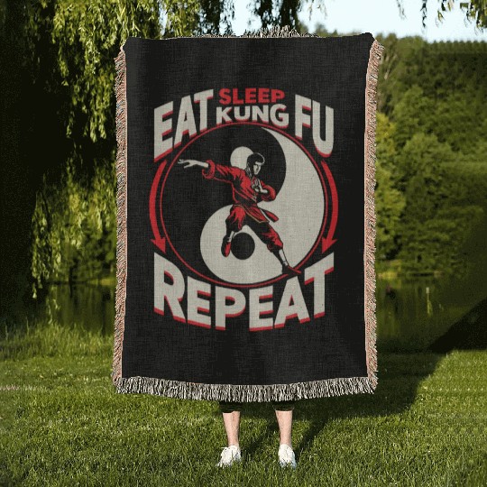Kung Fu Chinese Kung Fu Asian Kung Fu Self defense Woven Blankets