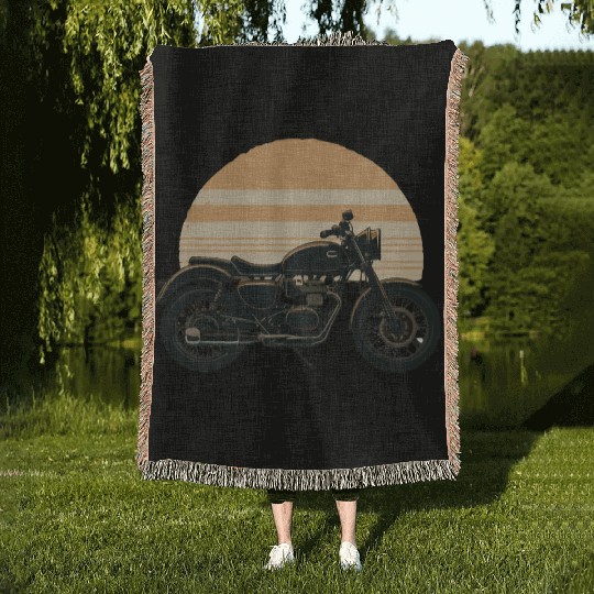 A classic motorcycle Woven Blankets