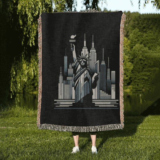 Statue of Liberty Embrace Woven Blankets