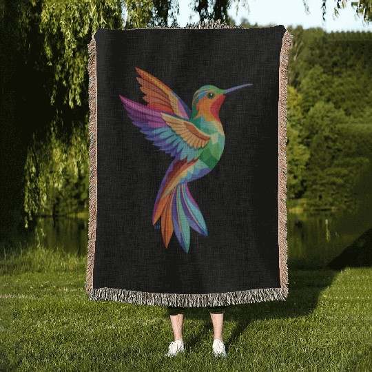 Geometric Hummingbird Woven Blankets