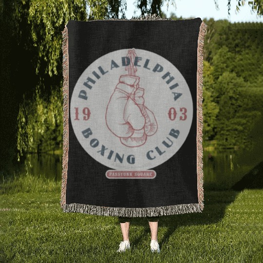 Philadelphia Boxing Club 1903 Sticker Woven Blankets