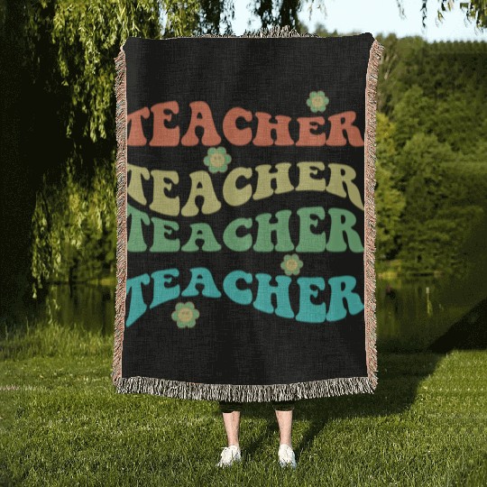 Retro Groovy In My Teacher Era Teacher Life T-Shir Woven Blankets