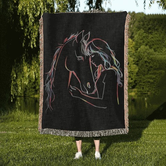 Horse Lover Horseback Riding Equestrian Woven Blankets