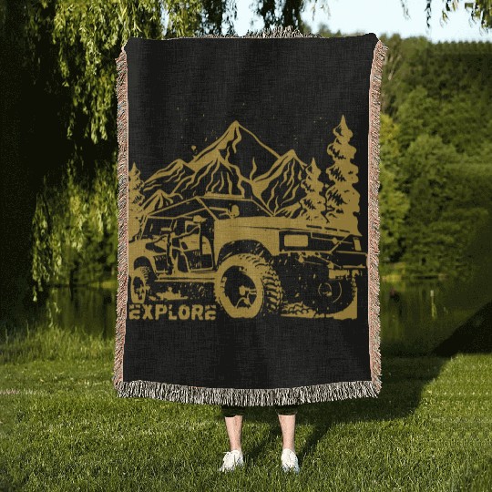 Jeep Car and Nature Mount Woven Blankets
