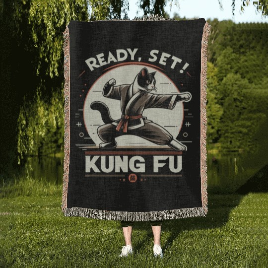 Kung Fu Chinese Kung Fu Asian Kung Fu Self defense Woven Blankets