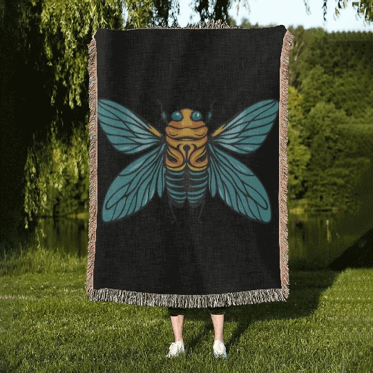 Funny Cicada Retro Vintage Cicada 2024 Invasion Woven Blankets
