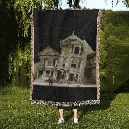 San Francisco 1906 Earthquake Illustration URM Woven Blankets