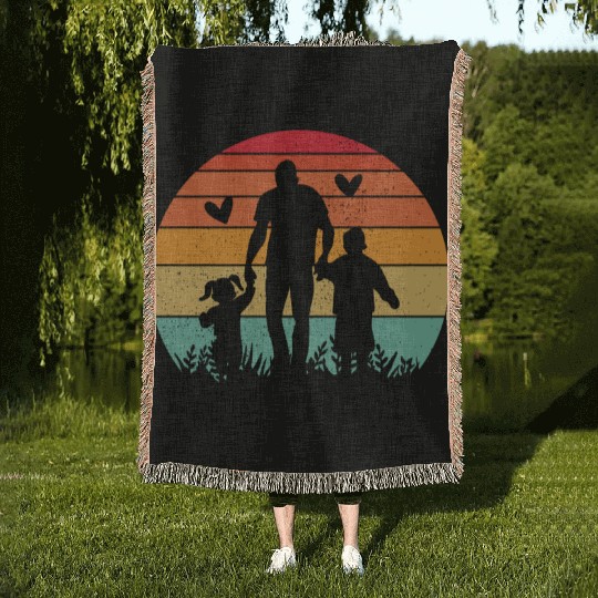 fahers day dady family Woven Blankets
