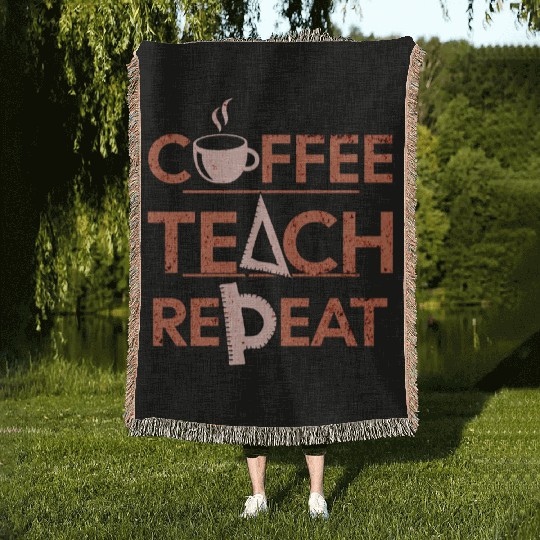 Coffee Teach Repeat Woven Blankets