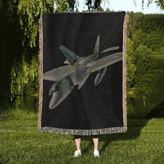 Air Force F-22 Raptor Fighter Jet Military Pilot Woven Blankets