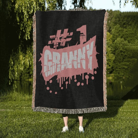 Number 1 Hashtag One First Time Grandma Granny Woven Blankets