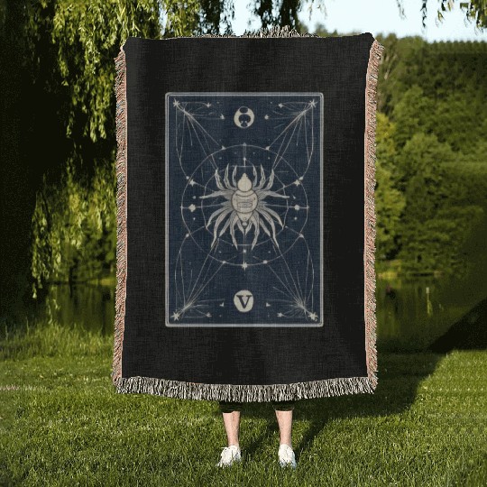 Spider Tarot Card Reader Astrology Occult Woven Blankets