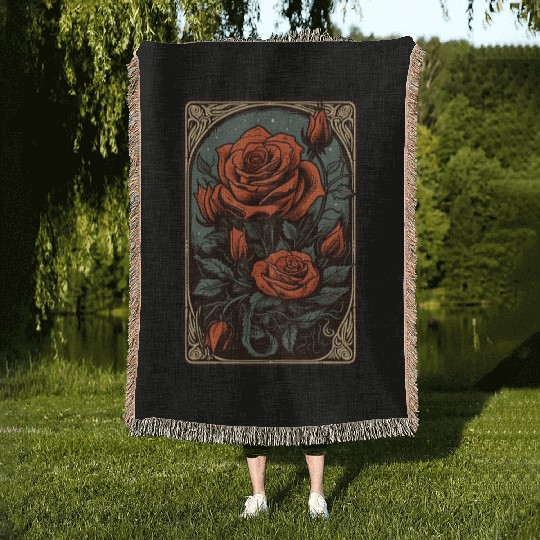 Rose Tarot Card Reader Astrology Occult Woven Blankets