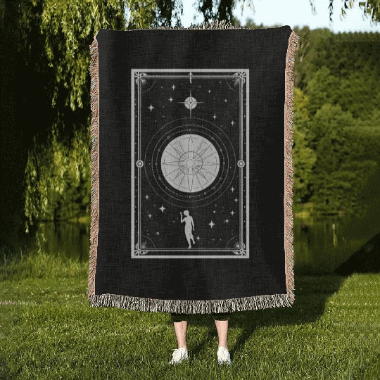 Tarot Card Astrology Occult Mystical Witchy Woven Blankets