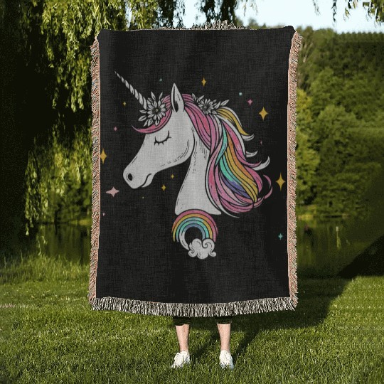 Mom Unicorn Woven Blankets