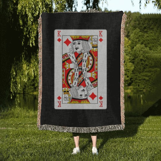 King of Diamonds Playing Card Woven Blankets