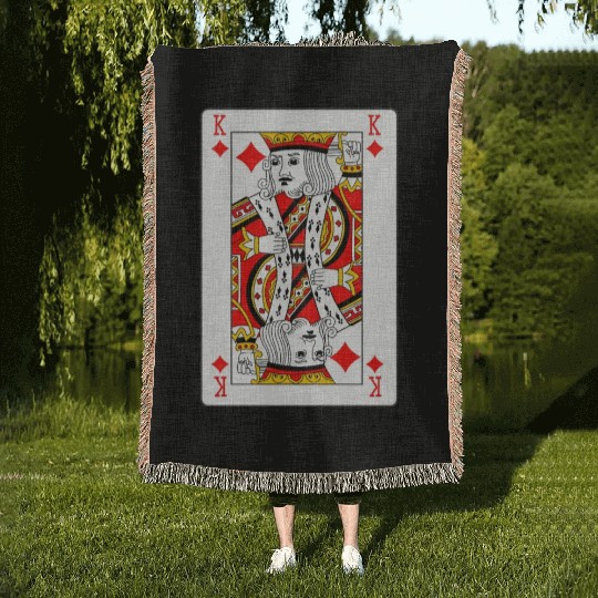 King of Diamonds Playing Card Woven Blankets