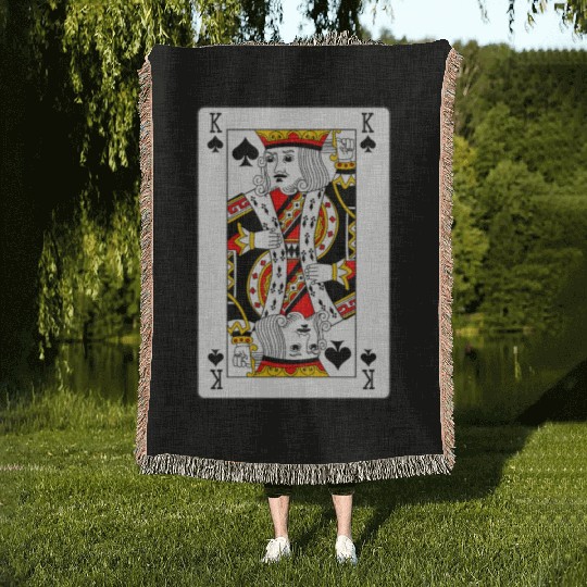 King of Spades Playing Card Woven Blankets