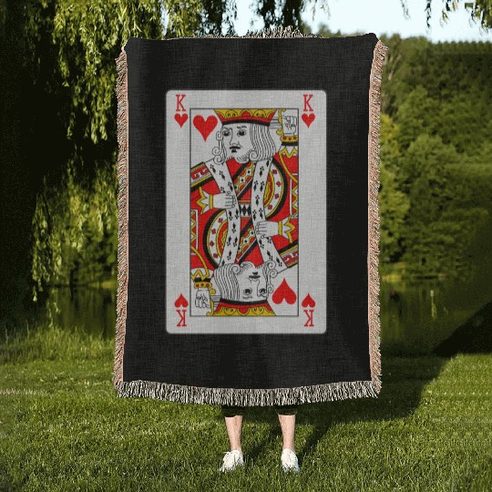 King of Hearts Playing Card Woven Blankets