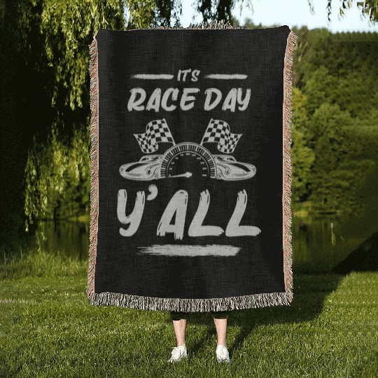 Race Day Car Raceday Trackday Fun Motosports Fan Woven Blankets