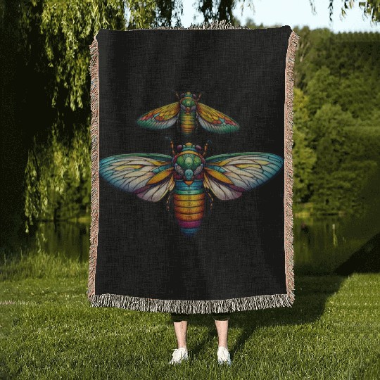 Colorful Cicada Insect Great Eastern Brood Cicada Woven Blankets