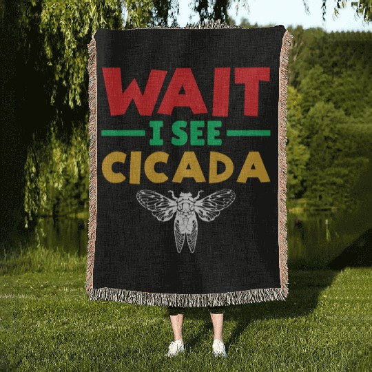 Wait I See Cicada, Funny Colorful Cicada Spring Woven Blankets