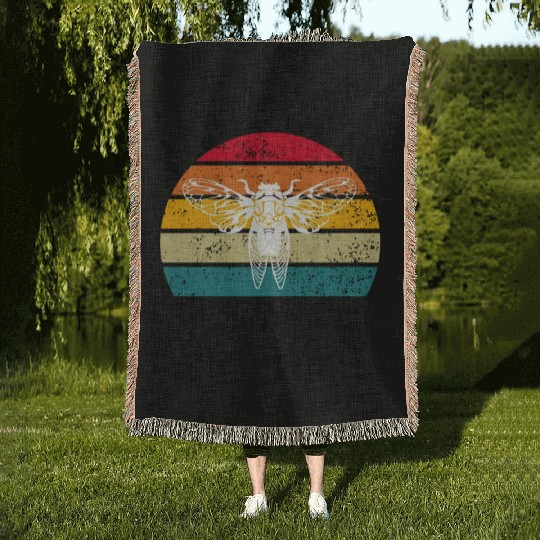 I Like Cicada & Maybe Like 3 People, Retro Sunset Woven Blankets