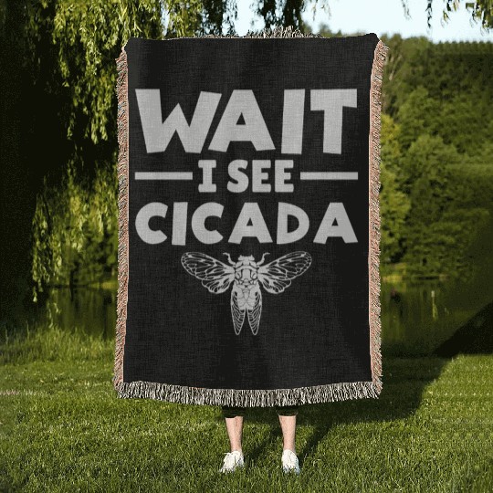 Wait I See Cicada, Funny Colorful Cicada Spring Woven Blankets