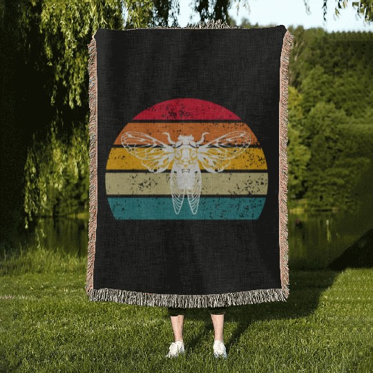 Cicada Whisprer, Retro Sunset Summertime 80's 90's Woven Blankets