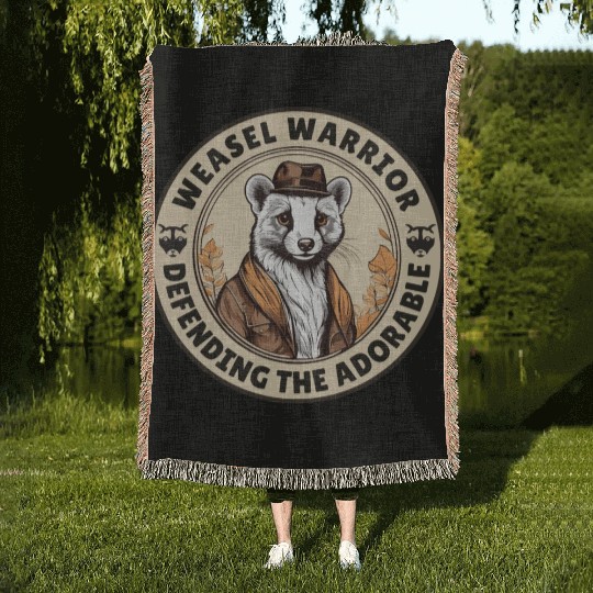 Weasel Warrior Woven Blankets