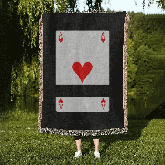 Playing card ace of hearts with banner space Woven Blankets