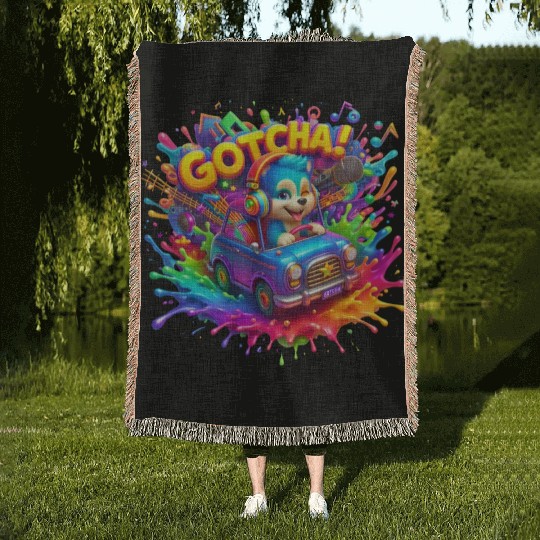 Stellar Cadence: Symphony of Neon Hues - GoTCha! Woven Blankets