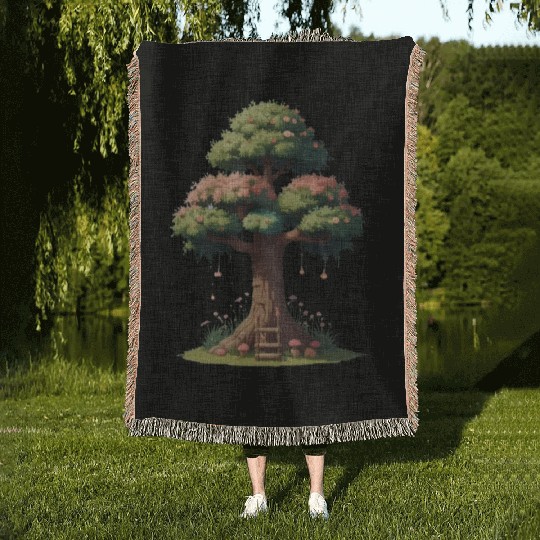 Colorful Tree Life is Really Good Tree Woven Blankets