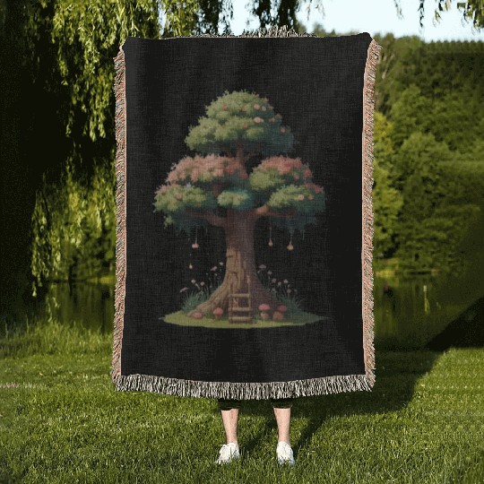 Colorful Tree Life is Really Good Tree Woven Blankets