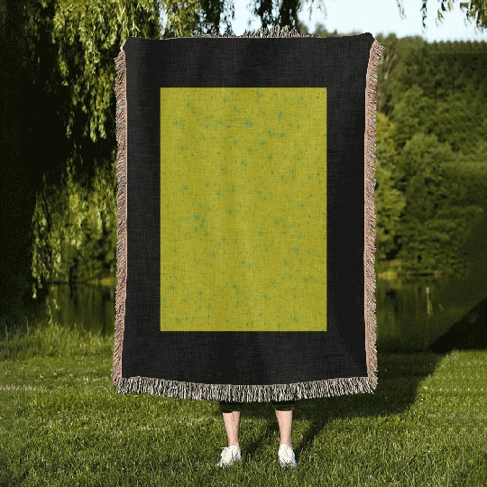 Green stars on a yellow background Woven Blankets