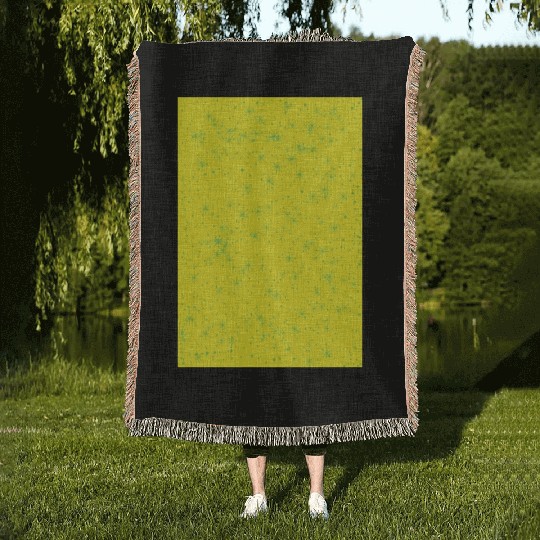 Green stars on a yellow background Woven Blankets