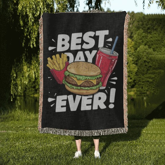 Best Day Ever Fast Food Enthusiast Treat Woven Blankets