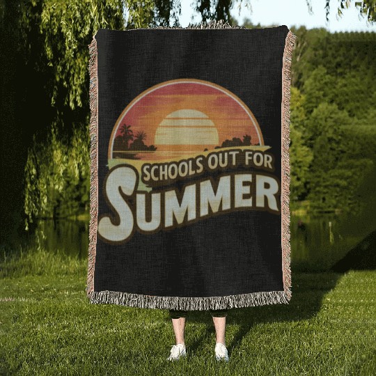 Retro Schools Out For Summer Last Day Of School Woven Blankets