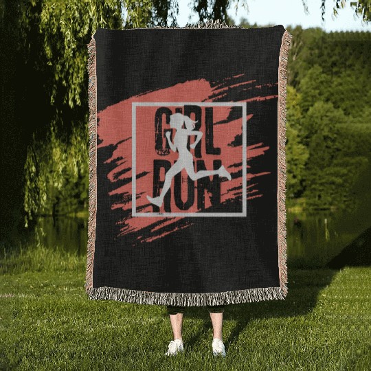 Running Girl Sporty Fitness. Woven Blankets