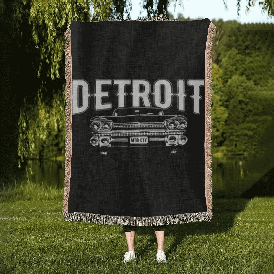Detroit Michigan American Muscle Car Enthusiast Woven Blankets